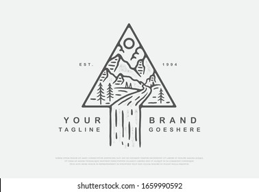 Vector design of fire adventure in the wild with premium line style, this design can be printed on shirts, jackets, paper, and for other merchandise