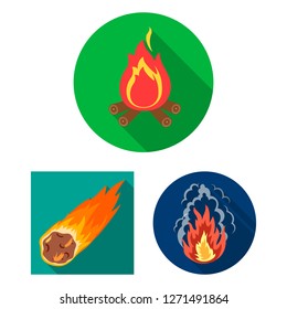 Vector design of fire and flame logo. Set of fire and fireball vector icon for stock.