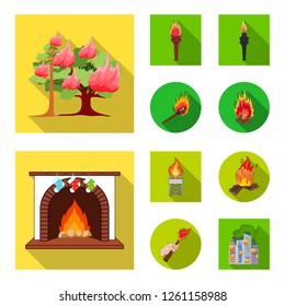 Vector design of fire and flame sign. Collection of fire and fireball stock vector illustration.