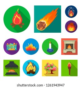Vector design of fire and flame sign. Set of fire and fireball stock vector illustration.