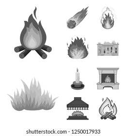 Vector design of fire and flame symbol. Collection of fire and fireball stock vector illustration.