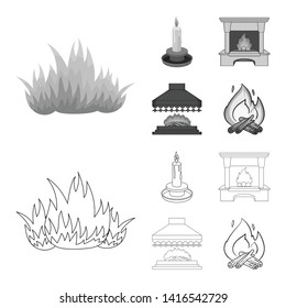 Vector design of fire and flame symbol. Collection of fire and fireball vector icon for stock.