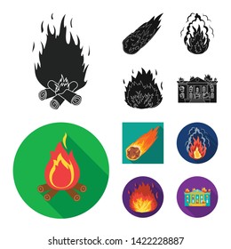 Vector design of fire and flame symbol. Collection of fire and fireball stock symbol for web.