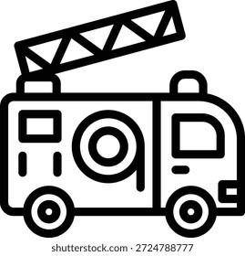 Estilo del icono del camión de bomberos del diseño del Vector