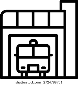 Estilo del icono del garaje del bombero del diseño del Vector
