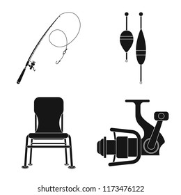 Vector design of fish and fishing icon. Set of fish and equipment stock vector illustration.