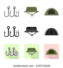 Vector design of fish and fishing icon. Set of fish and equipment stock vector illustration.