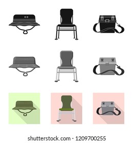 Vector design of fish and fishing icon. Collection of fish and equipment vector icon for stock.