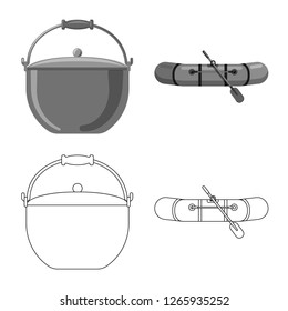 Vector design of fish and fishing icon. Collection of fish and equipment stock symbol for web.