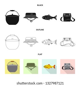 Vector design of fish and fishing icon. Collection of fish and equipment stock symbol for web.