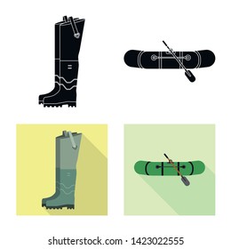 Vector design of fish and fishing icon. Set of fish and equipment vector icon for stock.