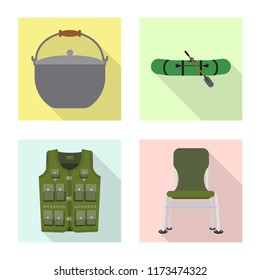 Vector design of fish and fishing logo. Set of fish and equipment vector icon for stock.