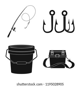 Vector design of fish and fishing logo. Collection of fish and equipment vector icon for stock.