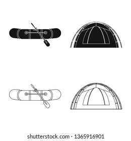 Vector design of fish and fishing logo. Set of fish and equipment vector icon for stock.