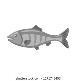 Vector design of fish and fishing sign. Set of fish and equipment stock symbol for web.