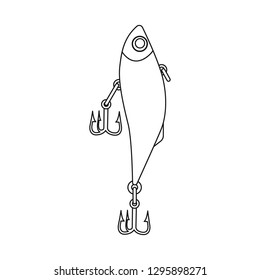 Vector design of fish and fishing sign. Collection of fish and equipment stock symbol for web.
