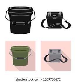 Vector design of fish and fishing symbol. Collection of fish and equipment stock symbol for web.