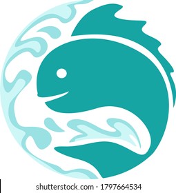 Vector Design of a Fish Logo in Blue with Circle Theme