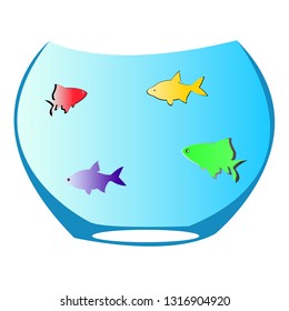 Vector design of a fishbowl with four fish