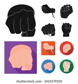 Vector design of fist and punch logo. Set of fist and hand vector icon for stock.