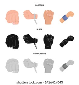 Vector design of fist and punch sign. Collection of fist and hand vector icon for stock.