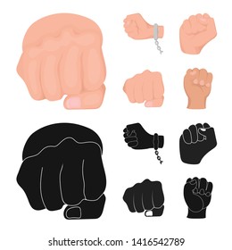 Vector design of fist and punch symbol. Collection of fist and hand stock symbol for web.