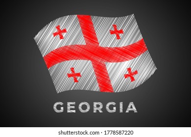 Vector design of Flag of Georgia on blackboard with scribble style