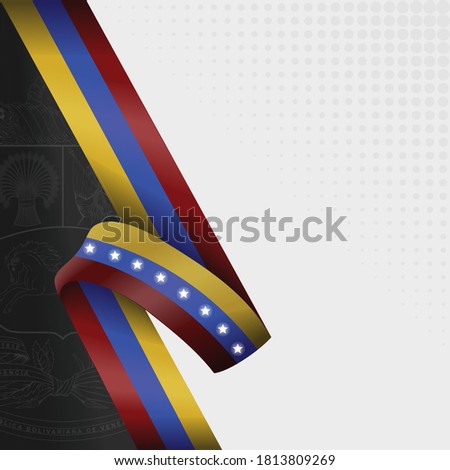 Vector design of the flag of venezuela with coat of arms in the background, to be used in social media post