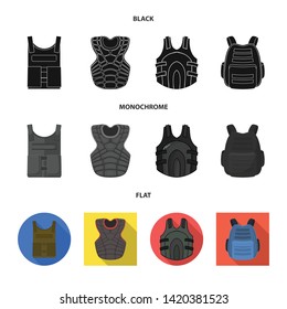 Vector design of flak and jacket symbol. Collection of flak and body stock vector illustration.