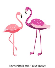 vector design with flamingo drawn for tee print