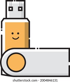 Vector design of flash drive character. National technology day