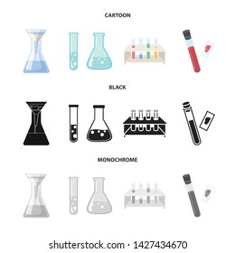 Vector design of flask and laboratory icon. Set of flask and equipment stock vector illustration.