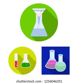Vector design of flask and laboratory logo. Collection of flask and equipment stock vector illustration.