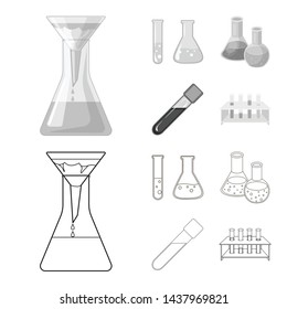 Vector design of flask and laboratory logo. Set of flask and equipment stock vector illustration.