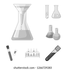Vector design of flask and laboratory sign. Collection of flask and equipment stock vector illustration.