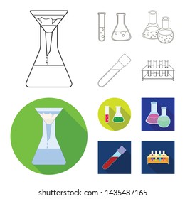 Vector design of flask and laboratory symbol. Set of flask and equipment stock vector illustration.