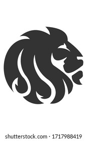  Vector design of flat black lion head