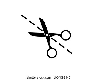 Vector design - flat black scissors icon. Repair of clothes, atelier, haircut, beauty salon.
