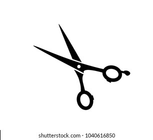 Vector design - flat black scissors icon. Repair of clothes, atelier, haircut, beauty salon. 
