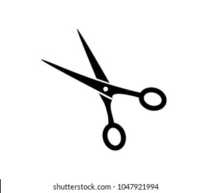 
Vector design - flat black scissors icon. Repair of clothes, atelier, haircut, beauty salon. 