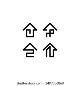 Vector design of a flat house with art lines
