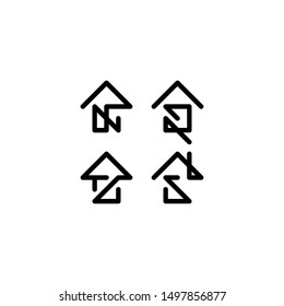 Vector design of a flat house with art lines