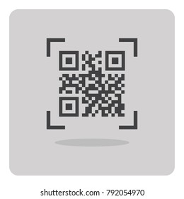 Vector design of flat icon, QR Code for smart phone on isolated background.