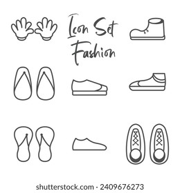 vector design flat icon set bundle of casual shoes and sandals