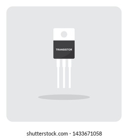 Vector design of flat icon, Transistor for electronic circuits board on isolated background.