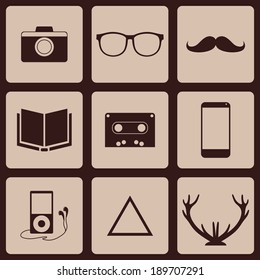 Vector Design Flat icons hipster