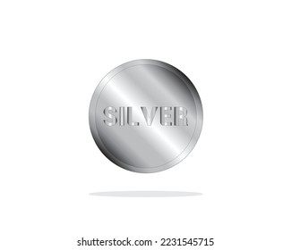 vector design of a flat round silver coin with the word Silver in the center of the object