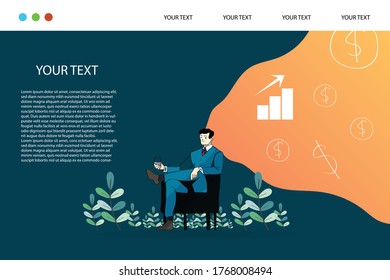 Vector design Flat style. Business on website Vector concept marketing and digital marketing.