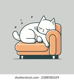 Vector design with flat style, cute mascot for a sleeping cat on a sofa