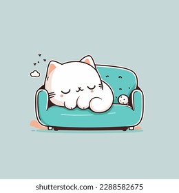 Diseño vectorial con estilo plano, mascota linda para un gato dormido en un sofá